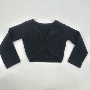 Ballet Top Dance Shrug Cardigan Cotton Black L/S Girls Sz 110 (4-5) Twist Front
